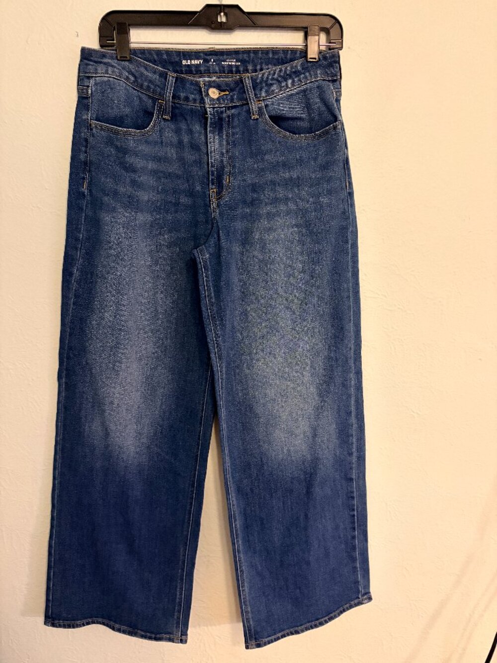 Old Navy WOW Wide Leg Jeans Womens 8 Petite High Rise Medium Wash Denim